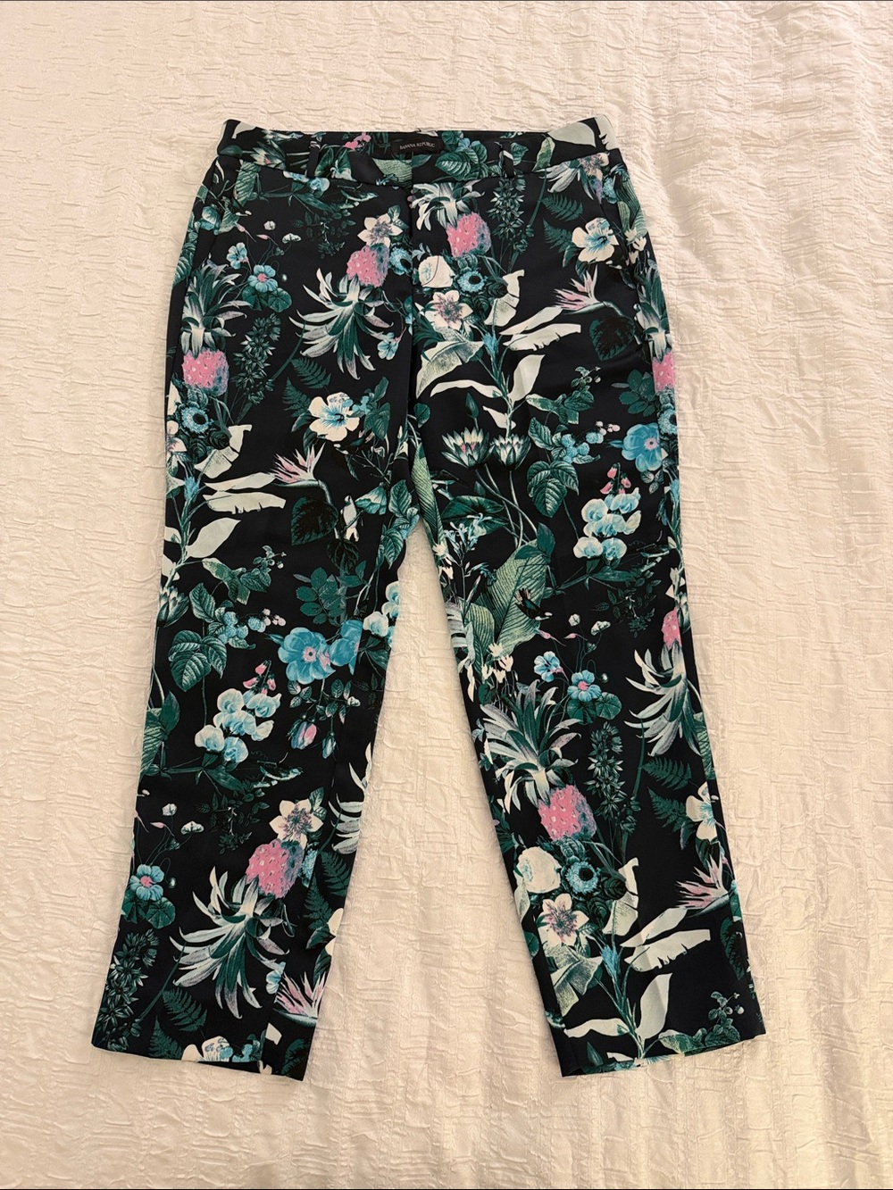 Banana Republic Avery Floral Botanical Silky Satin Beach Dressy Pants Sz 10